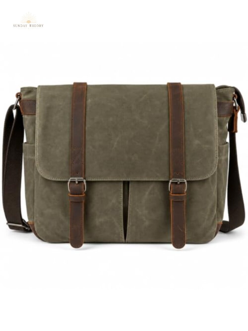 Genuine Leather Waxed Canvas Briefcase Large Satchel Messenger Bag 15.6 Laptop